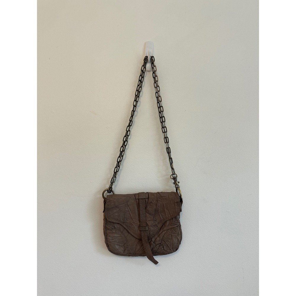 Monserat De Lucca Brown Crinkled Leather Crossbody Bag